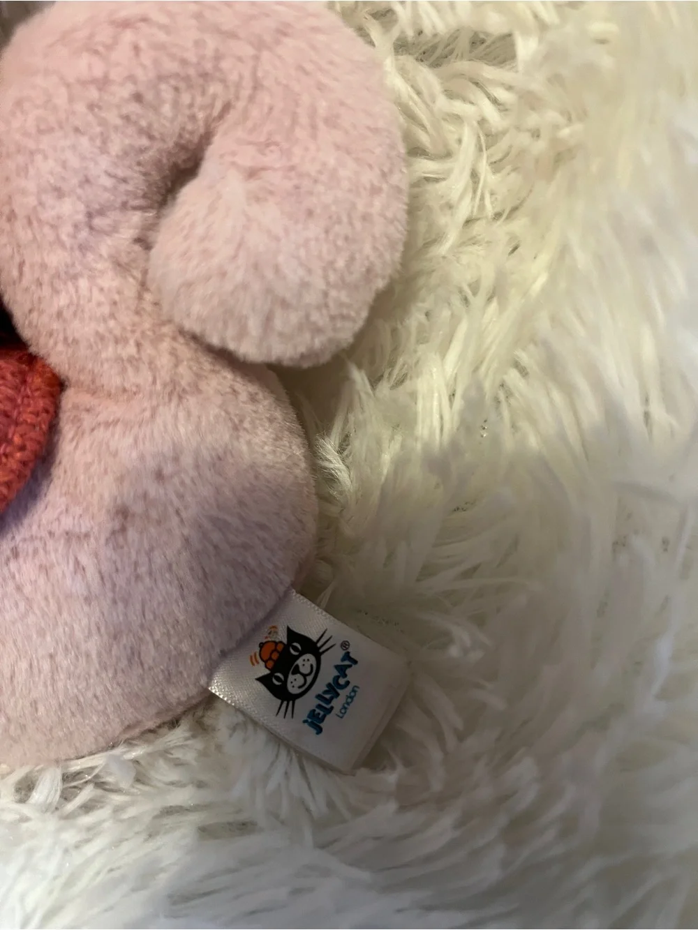 Jellycat Pink Cozy Plush with Coral Knit Sweater